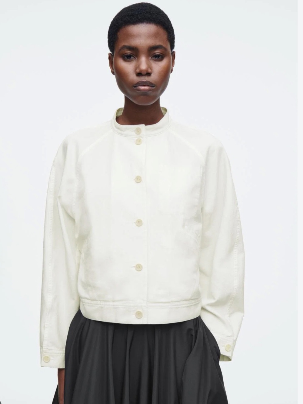 COS Off-White Button-Up Minimalist Jean Jacket
